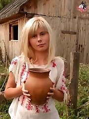 This girl’s pussy stuffing wants to get some refined piece of pleasure bathing in milk.